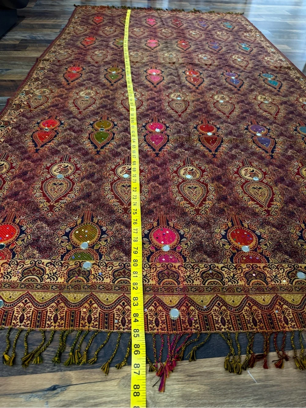 Indian Paisley Embellished Scarf/Stole 34x88 Multicolor Boho